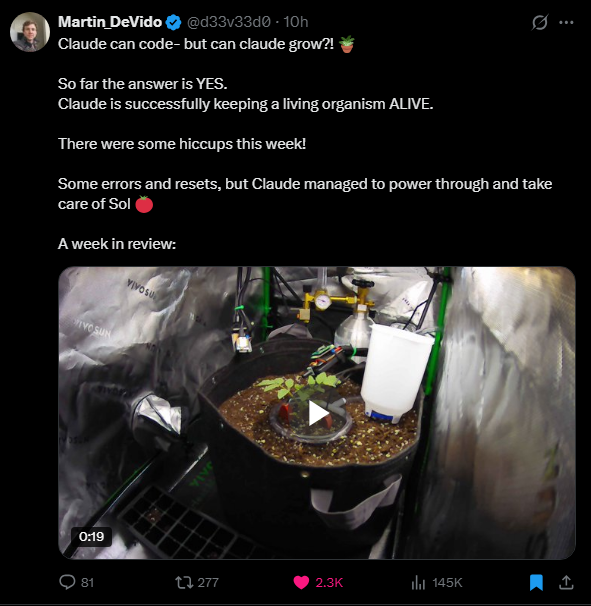 Claude Keeping a Plant Alive
